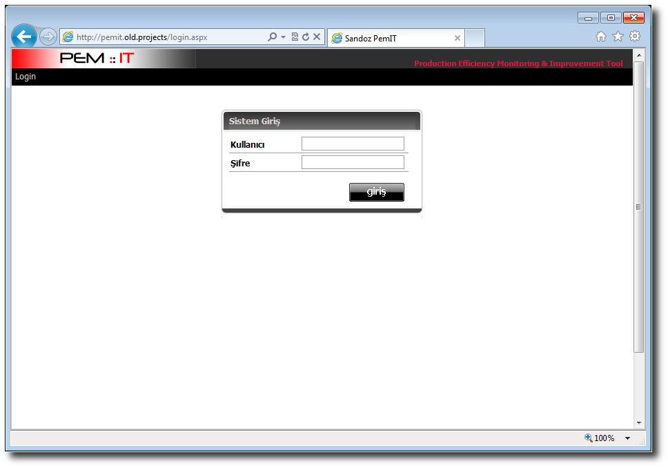 login page